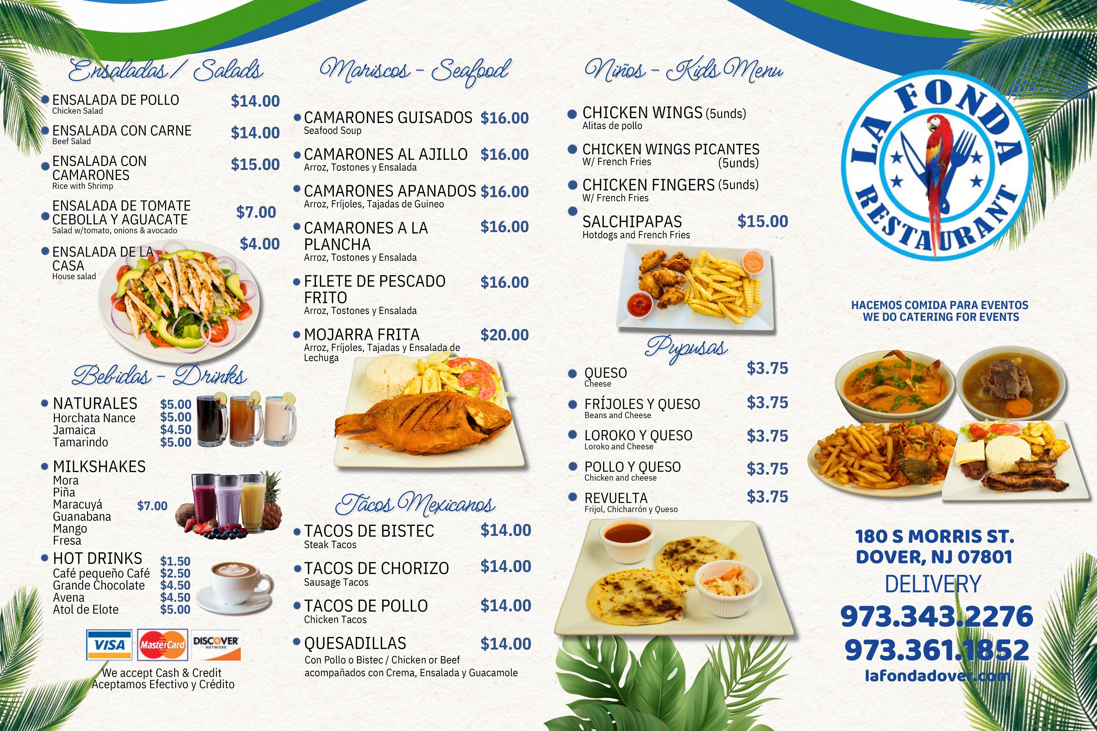 La Fonda Menu Page 1